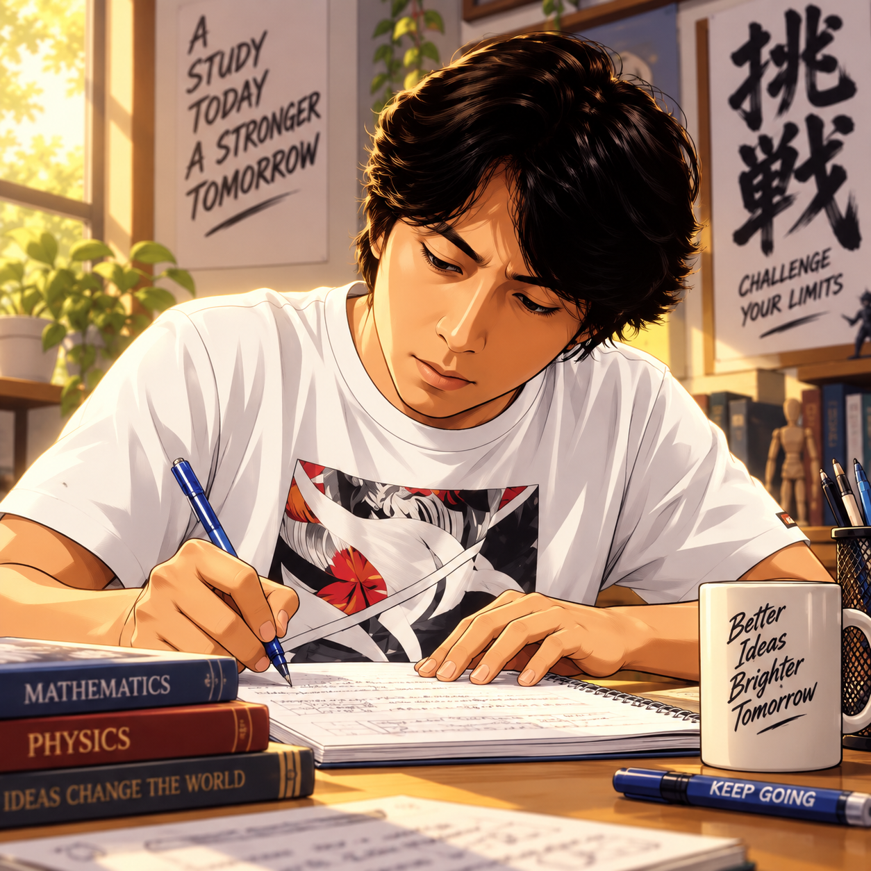Profesor Teófilo en estilo anime manga shonen